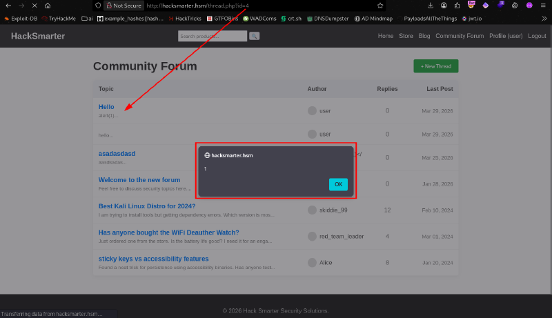 Stored XSS in forum post content