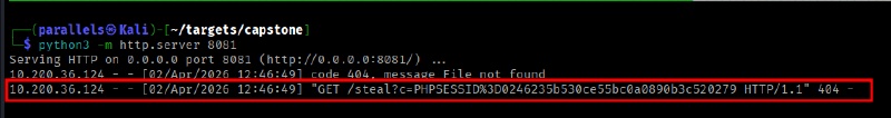 Session cookie stolen via SVG XSS