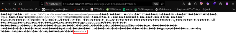 RCE confirmed — whoami returns www-data