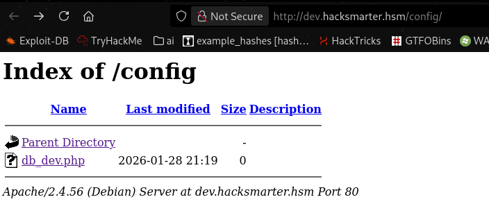 Exposed config directory on dev subdomain