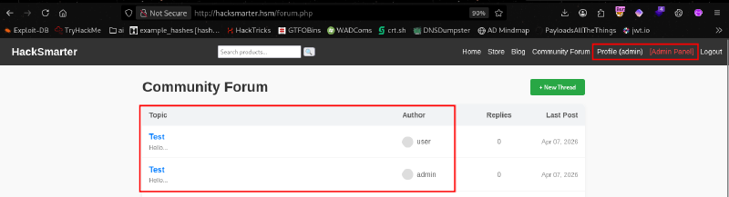 Impersonated posts visible on forum