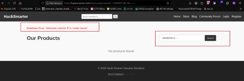 ORDER BY error at column 8