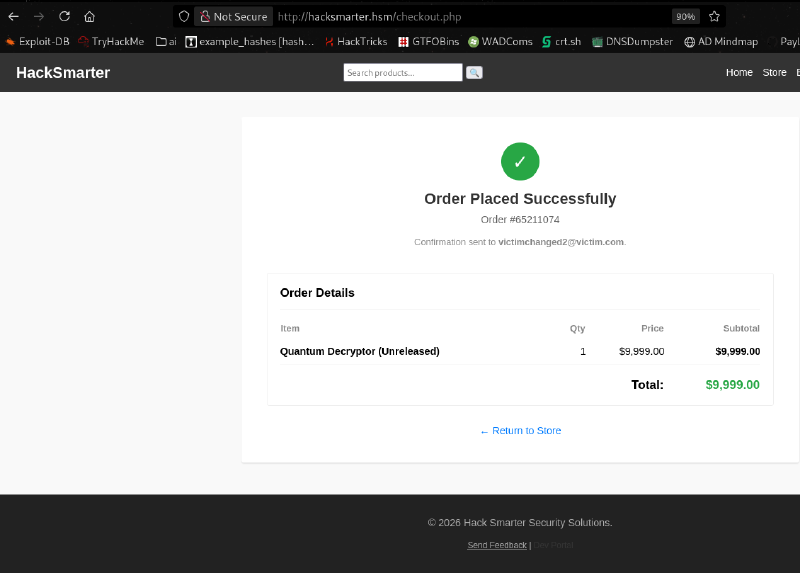 Hidden product added to cart successfully