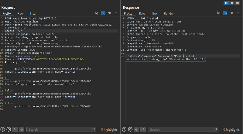 User ID disclosure in API response