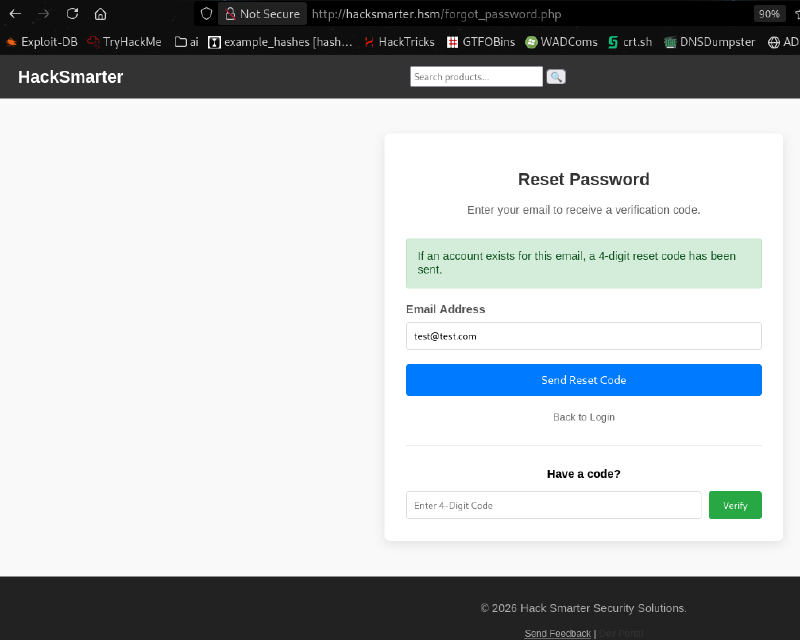 Forgot password form — non-functional